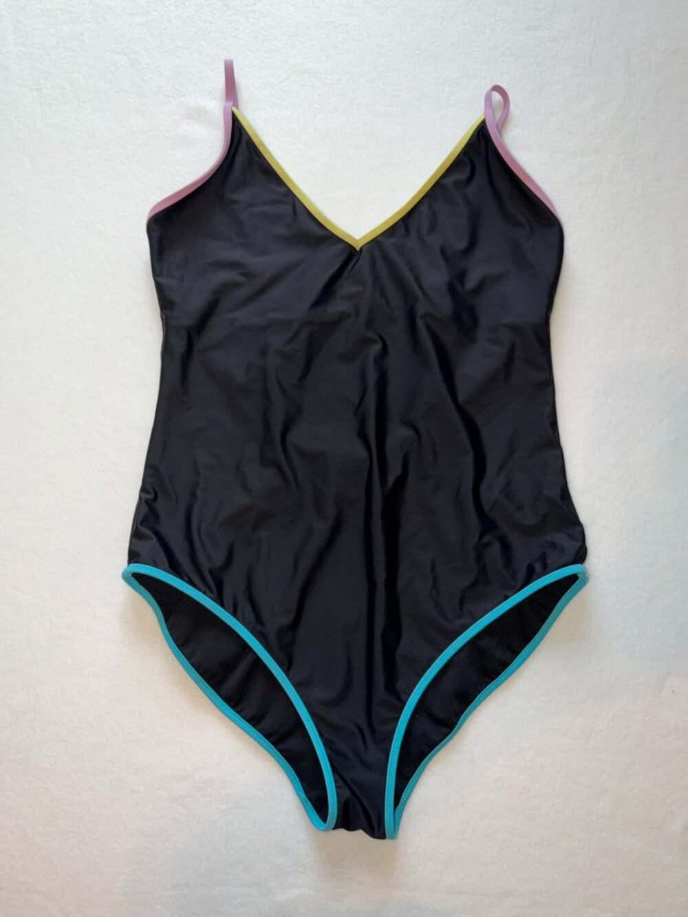 Endless Waves XL One Piece Swim Black Adjustable Straps Color Trim